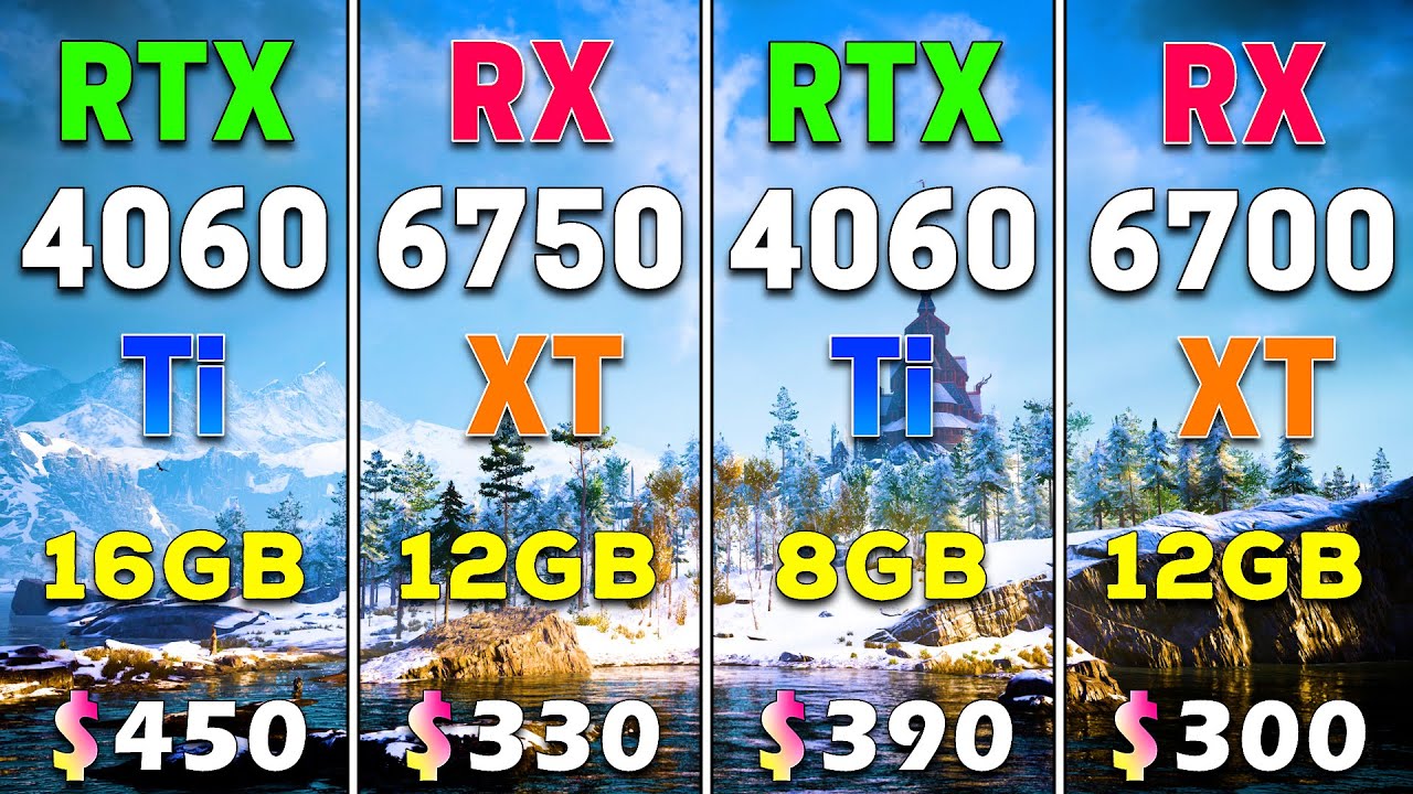 RTX 4060 Ti 16GB vs RX 6750 XT 12GB vs
