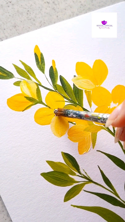 Easy Yellow Flowers Painting #artvideo #flowerpainting #artwork #viral #arttutorial