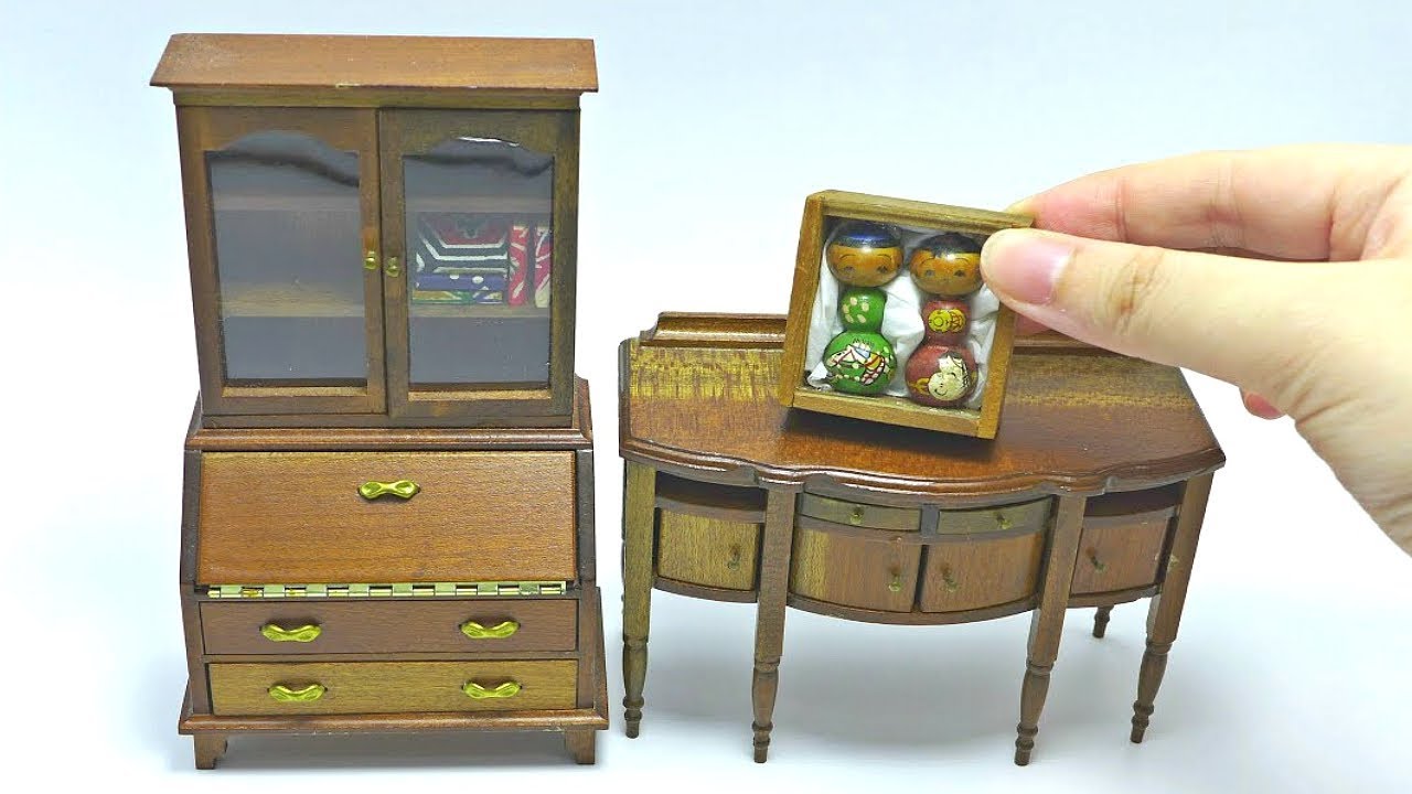 Realistic Handmade Miniature Wood Shelves & Furniture Display