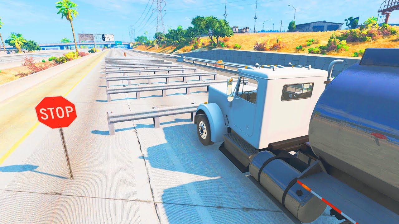 Cars vs 10 Guardrails 😱 - BeamNG Drive