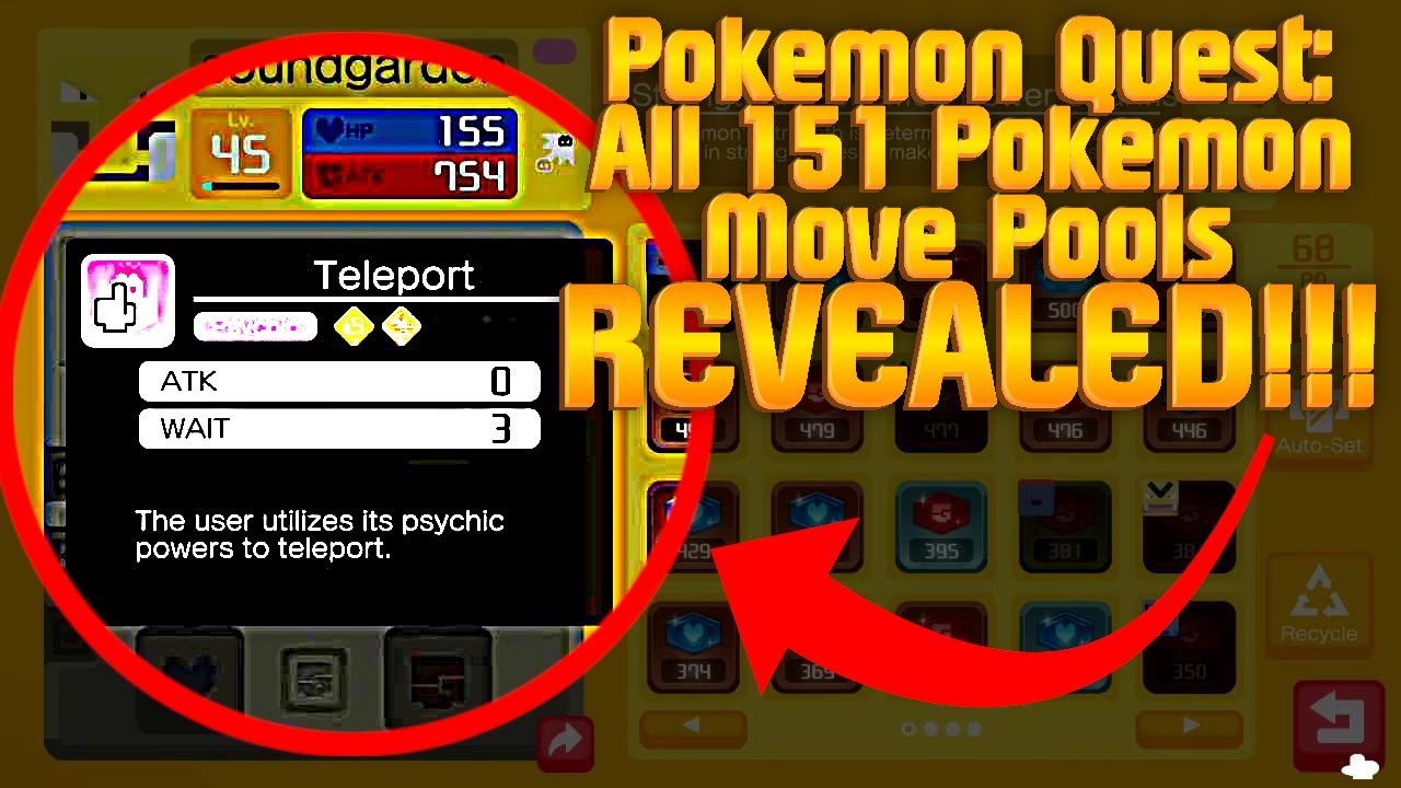 All Moves and Movesets in Pokémon Quest