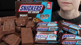 ASMR Snickers M&M Chocolate Candy Ice Cream Bars Dessert Mukbang 먹방