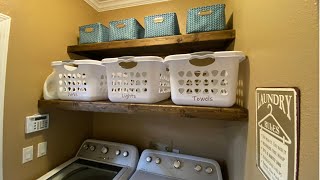 Easy DIY Laundry Room Makeover with Plywood Shelves