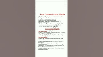 Reptilia: Characteristic features and classification