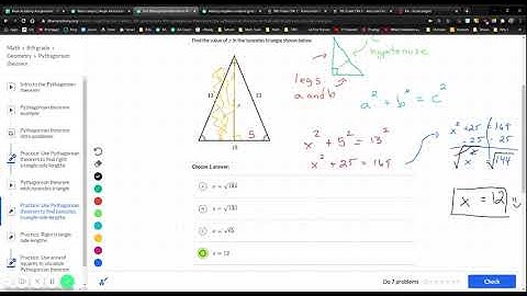 KA - Use Pythagorean theorem to find isosceles triangle side lengths