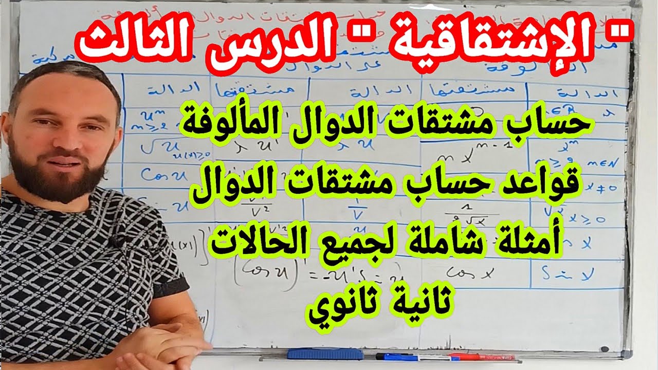 الإشتقاقية الدرس الثالث حساب مشتقات الدوال المألوفة وقواعد حساب مشتقات جميع الدوال ثانية ثانوي