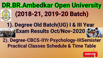 DEGREE (OLD BATCH) I & III YEAR OCTOBER/NOVEMBER-2020 EXAM RESULTS// DR.B.R.AMBEDKAR OPEN UNIVERSITY