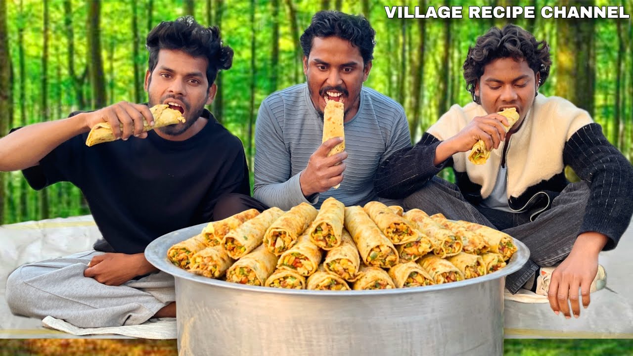 We Make Indian Culture Eggs Roll /How To Make Egg Roll /Outdoor Cooking Recipe/#villagerecipechannel