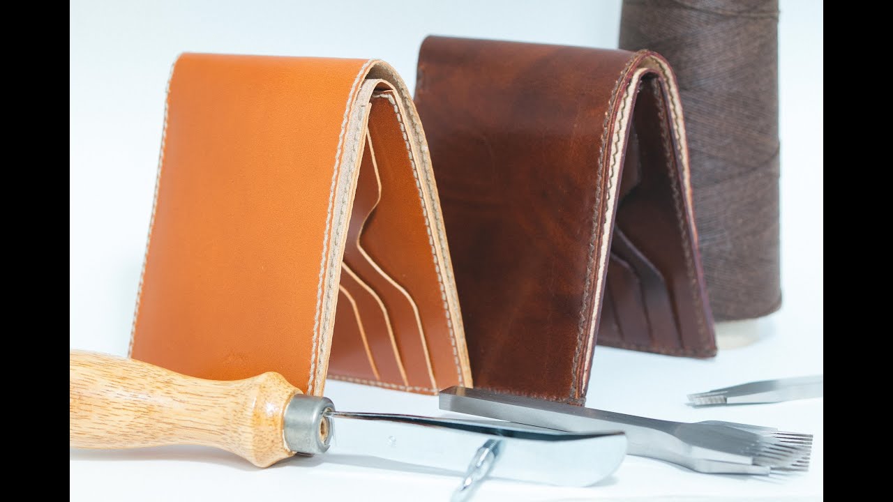 making men's half wallet, leather craft how to make YouTube