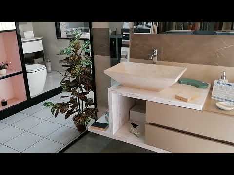 LAVABO À PLAN TRAPÉZODE BEIGE 35 x 60