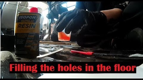 Using Fibreglass Resin To Fill Rust Holes in The Van Floor