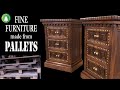 A Pair of Ornate Bedside Cabinets made from Pallets and Scrap