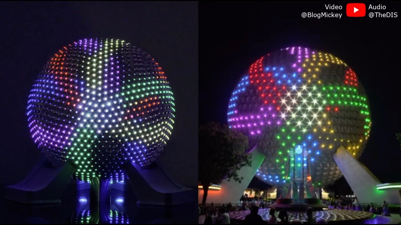 EPCOT Spaceship Earth Model Displaying The EPCOT 40th Anniversary Points of Light Show