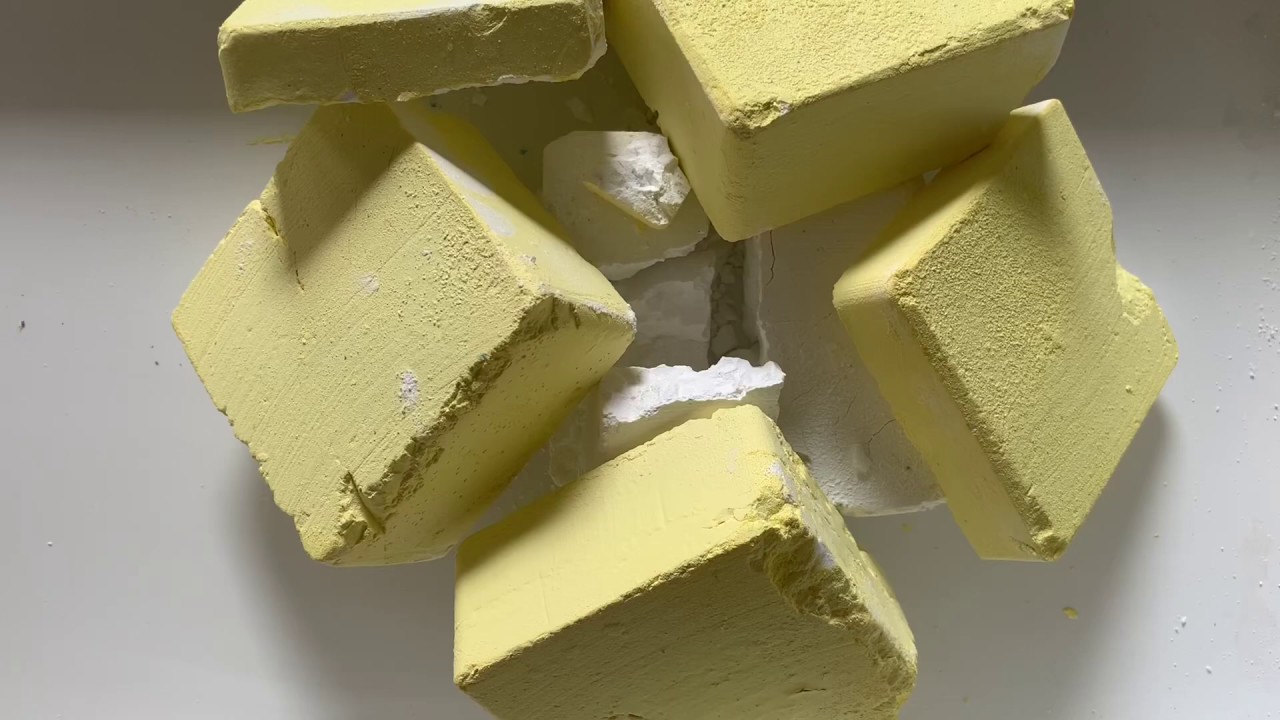 Crumbling Yellow Gymchalk Topped with Baking Soda Paste | ASMR | Anxiety/Stress Relief | Sleep Aid |