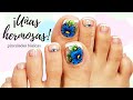 💙¿CÓMO decorar las UÑAS de los PIES con FLORES PASO A PASO?👣 MANO ALZADA en uñas para principiantes💅