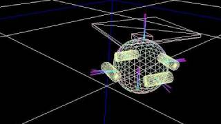 ballbot type balancing robot simulation using OpenHRP3.1 + RTMiddleware (wireframe)