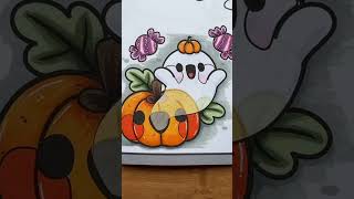 Cozy Kawaii Ghosts colouring page