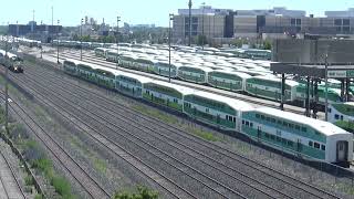 Eastbound GO Train with F59PH #564 Passing Willowbrook Yards