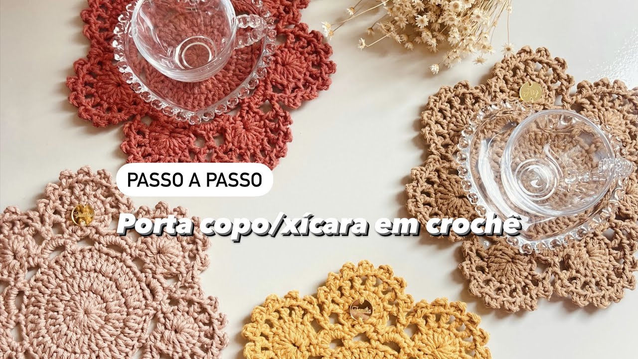 Aprenda a fazer esse porta copo/xícara super rápido e fácil #portacopo #croche