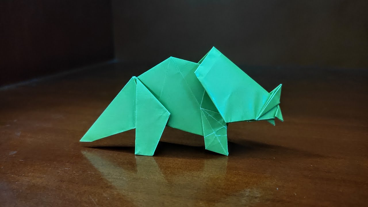 Origami Dinosaur Monoclonius - How To Fold A Paper Dinosaur Monoclonius