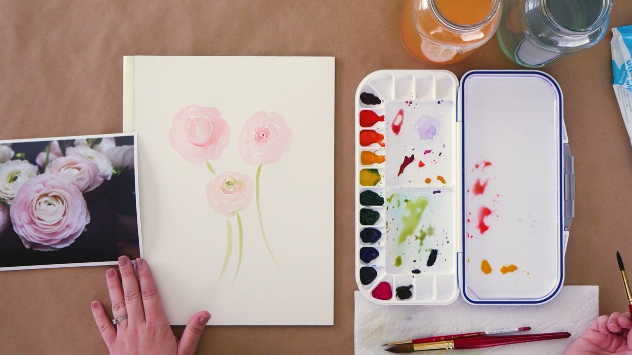 How to Paint Watercolor Ranunculus for Beginners | Easy Floral Art Tutorial