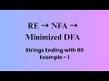 Regular Expression to NFA to Minimized DFA | Strings Ending with 00