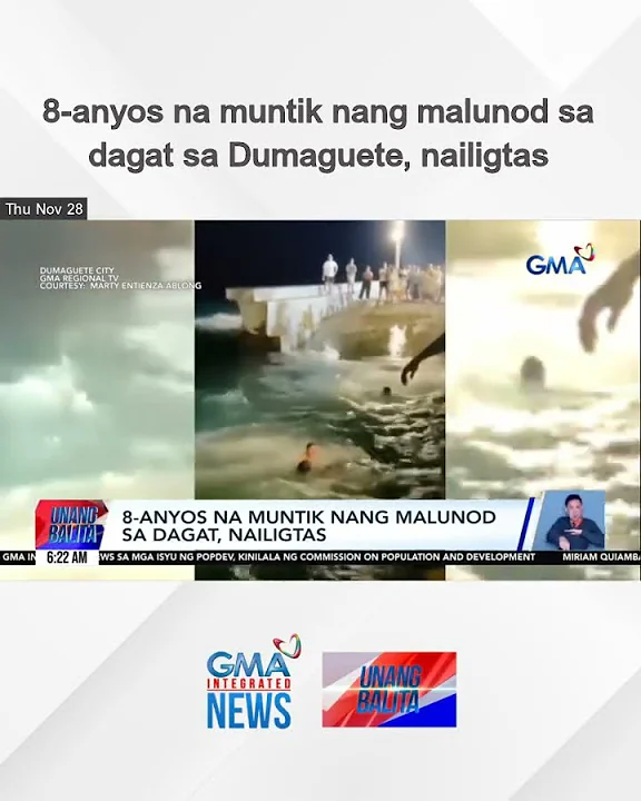 8-anyos na muntik nang malunod sa dagat sa Dumaguete, nailigtas | Unang Balita