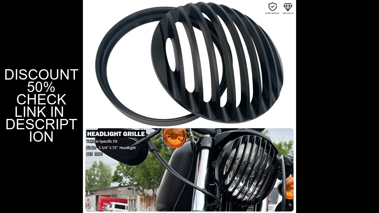 5-3/4 Inch Headlight Trim Ring Grill Protection Cover Fit For Harley Sportster 883 X48 Iron 1200 Bob