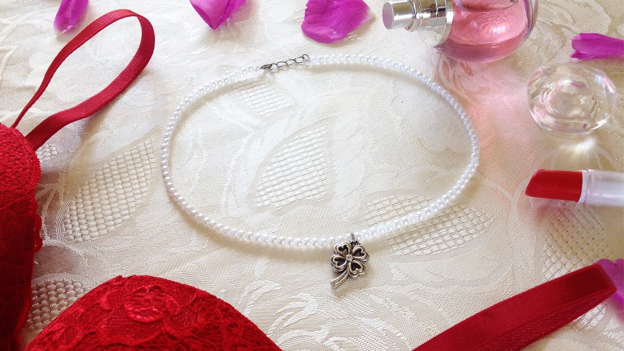 DIY Naszyjnik z koralików perełek z koniczyną 🍀