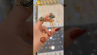 Rose Flower Gold Bangles Design 2026 | Gold Bangle &amp; Ring Set | light weight Red Green Rose Bangles