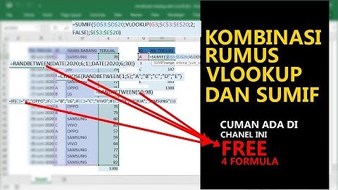 kombinasi rumus VLOOKUP dan SUMIF pada Excel