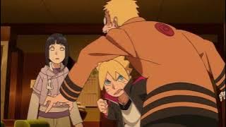 Naruto membawakan kue ulang tahun untuk boruto dan himawari,boruto meninju Naruto,momen keluarga uzumaki