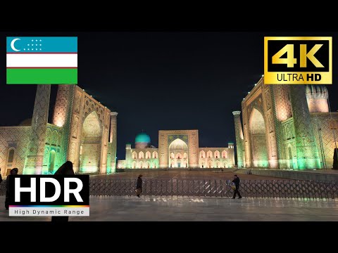 🇺🇿Uzbekistan 2024 - Samarkand 4K Night Walking Tour｜4K 60fps
