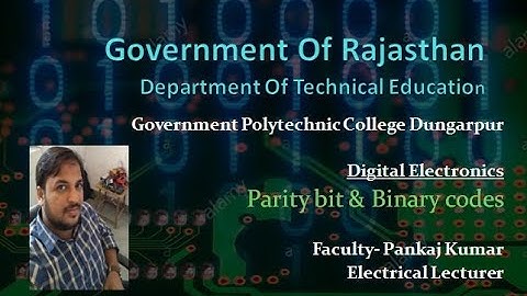 CS205 Parity bit & Binary codes By Pankaj Kumar GPC Dungarpur