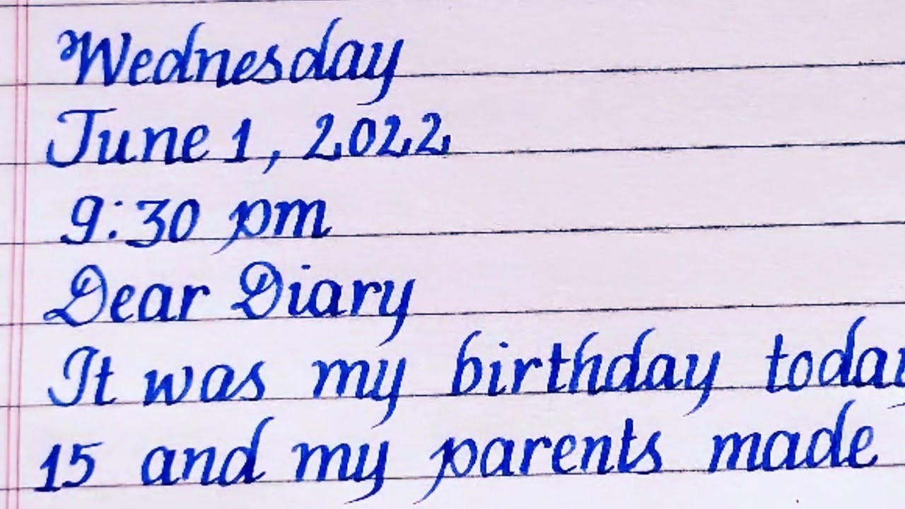 Diary entry on birthday party