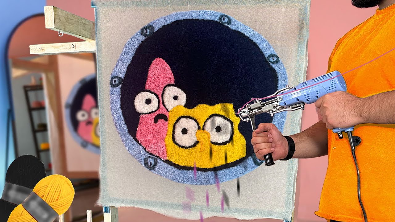ASMR Rug Tufting | SpongeBob Rug (Start To Finish) - YouTube