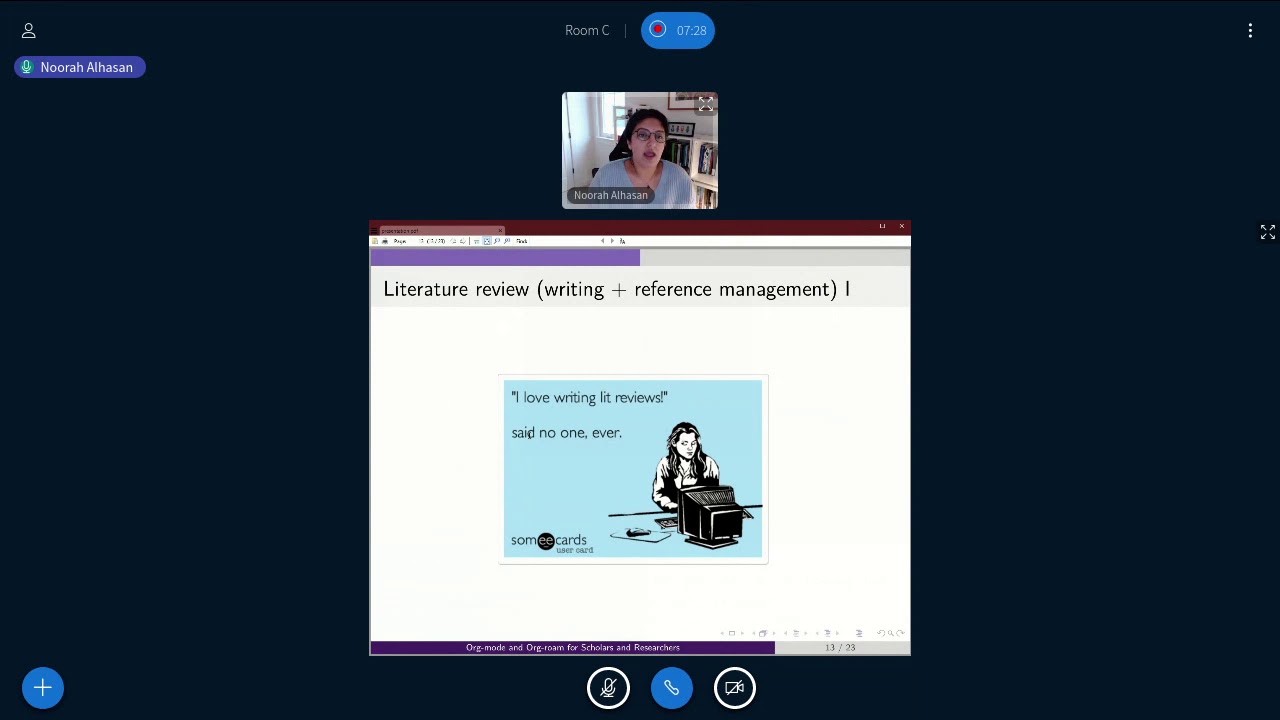 EmacsConf 2020 - 17 - Org-mode and Org-Roam for Scholars and Researchers - Noorah Alhasan