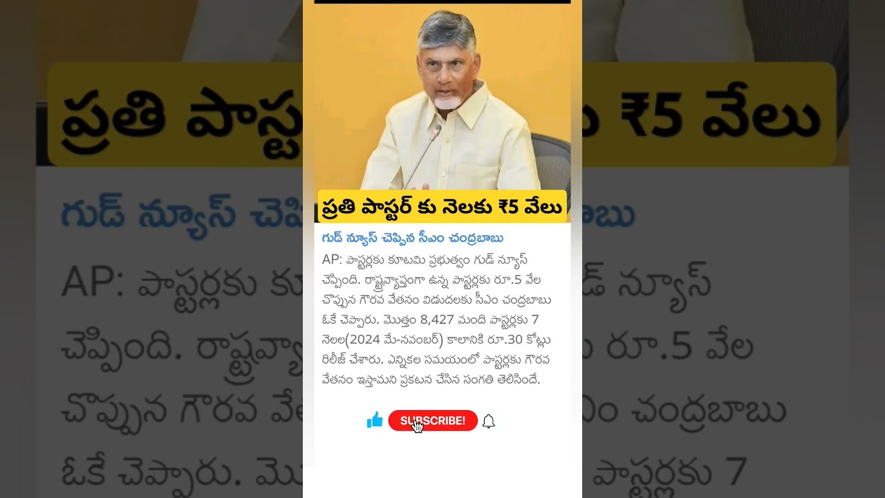 CM Chandrababu about pastors salary