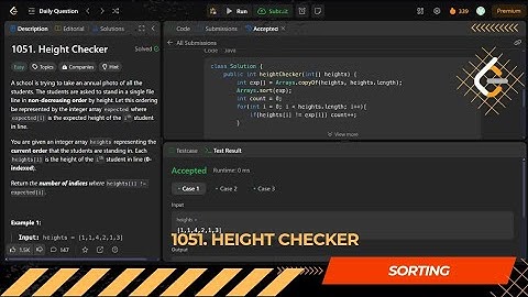 LEETCODE DAILY QUESTION 1051 | Height Checker | Is Kabir Coding #softwareengineer #coding #leetcode