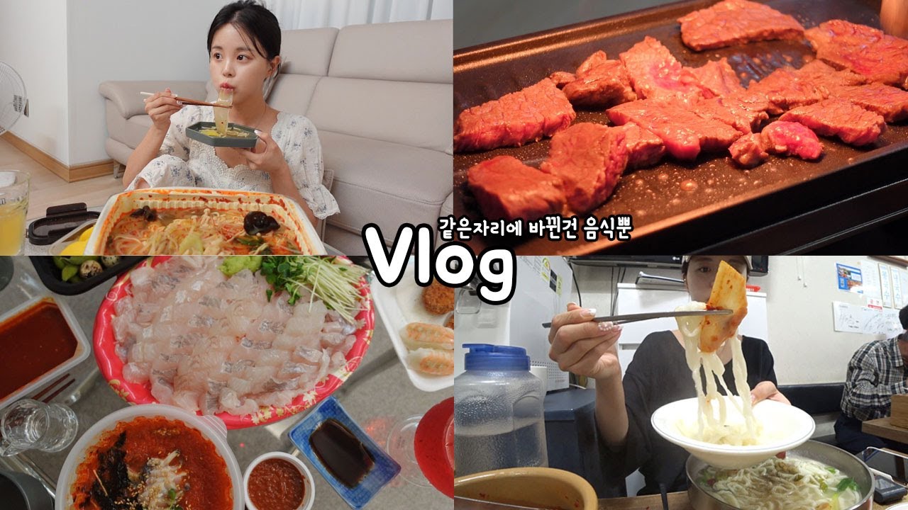 [먹방vlog] 매일 같은날인것 같아 보이지만 다른날ㅋㅋㅋㅋ _ 마라탕수혈+집에서 소고기+광어우럭+물회+한서칼국수+술먹고 계속 라면