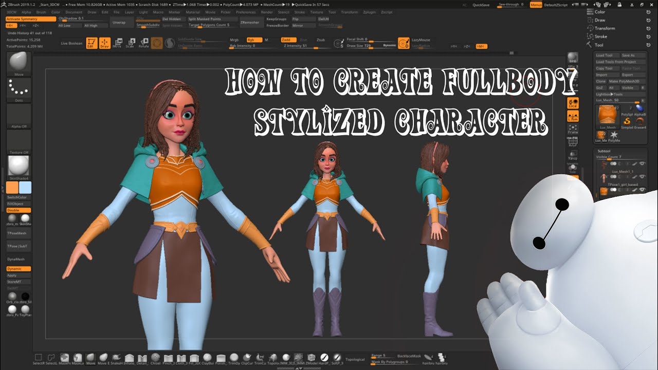stylized character in zbrush