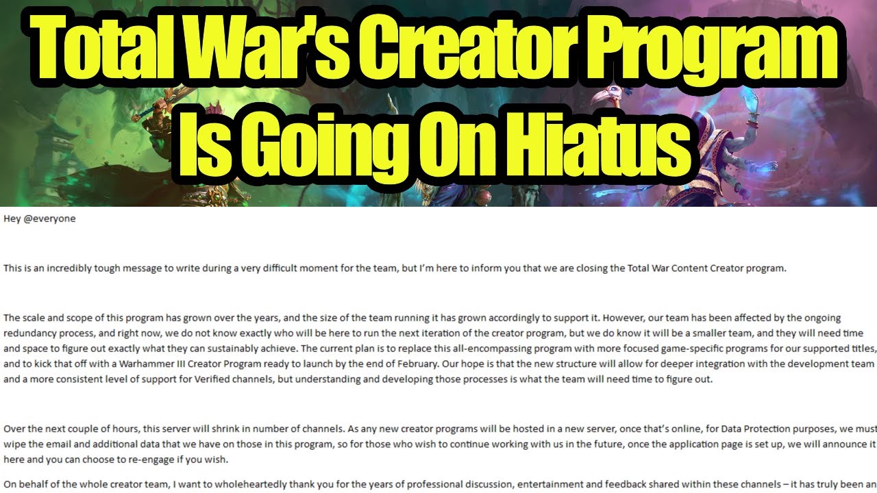 Total War's Creator Program Is Going on Hiatus - What This Means Going