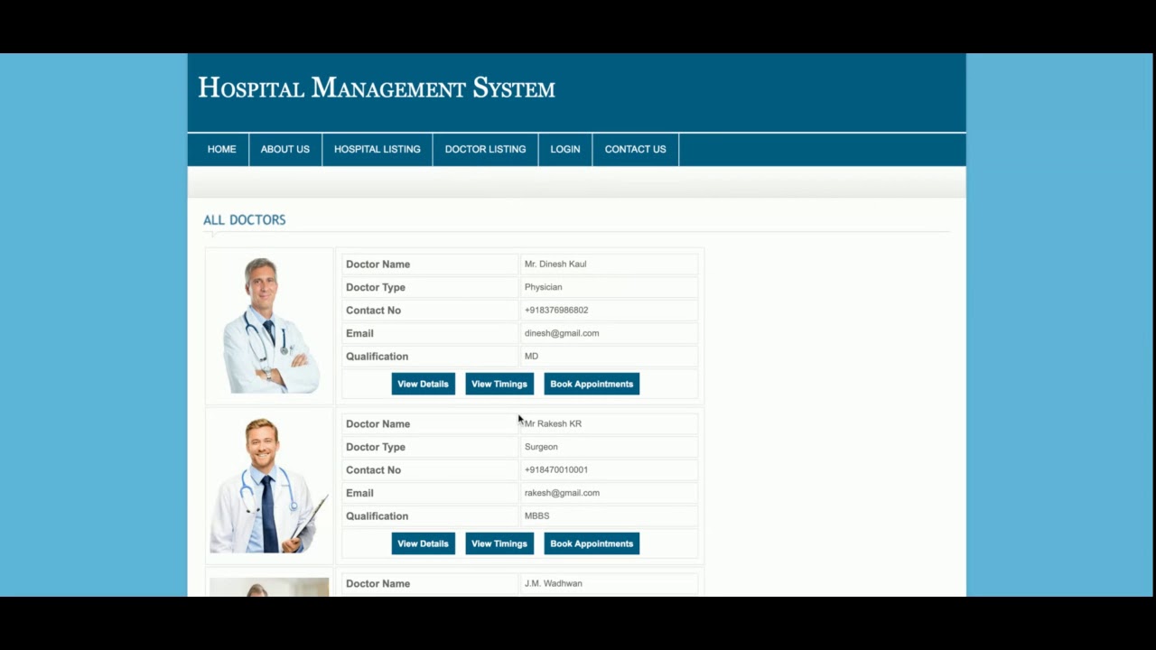 hospital management system project in php and mysql source code