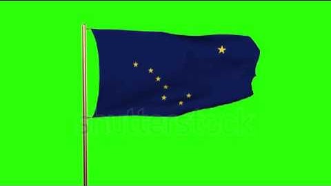 alaska flag waving in the wind. Green screen, alpha matte. Loopable animation Stock video by