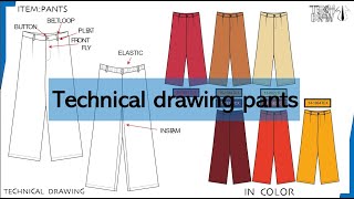 TECHNICAL DRAWING PANTS}  How to draw pants? I TECHDRAW