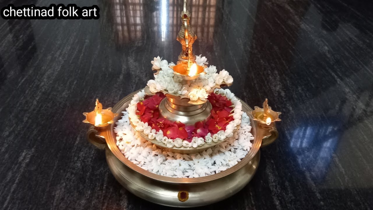 Urli decoration/ With Maligai poo and Brass Lamps decor/