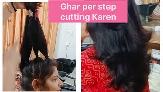 Self step cutting for long hair at home || khud se apni hair cutting kaise karen Neerja Bhardwaj