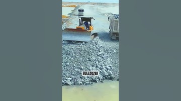 Good activities to build new roads skill operator Driving bulldozer push stone with wheel 12 Truck