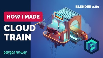 Cloud Train in Blender 2.8 - Low Poly 3D Modeling Timelapse Tutorial