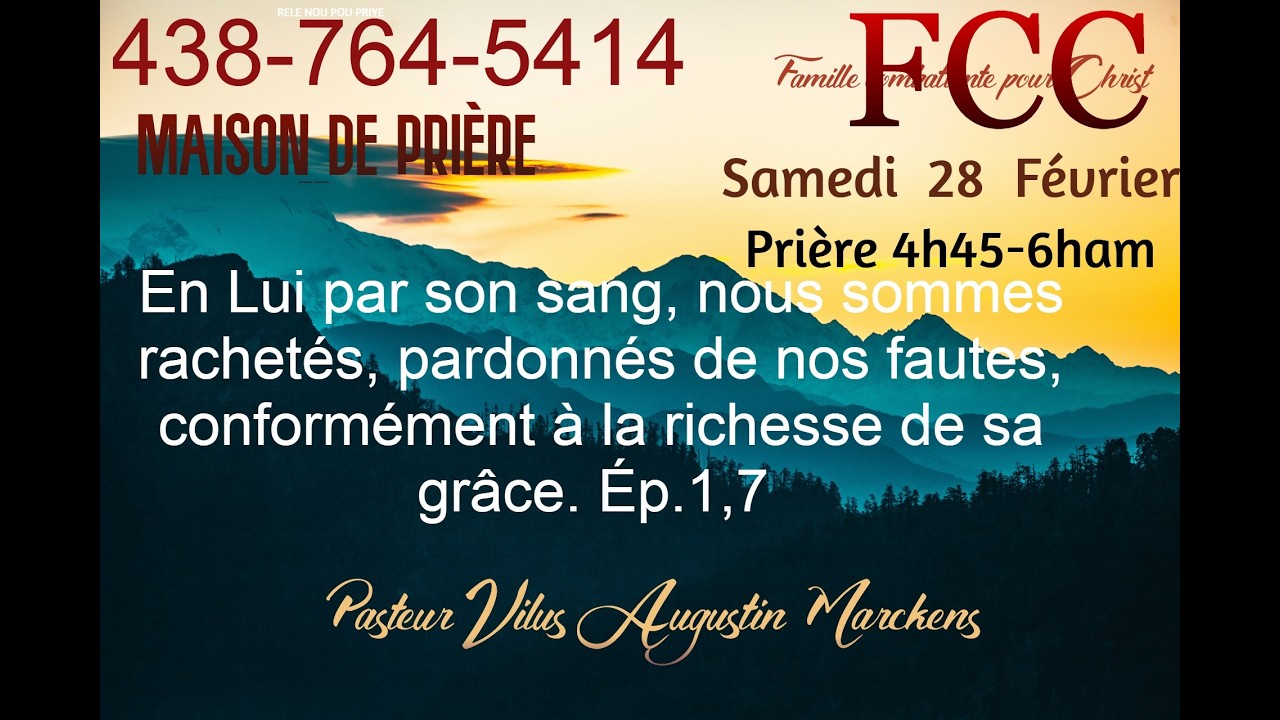 LE SANG DE JÉSUS  SAMEDI 28 Février 2026  JEUNE   PRÌERE  P. Augustin Marckens